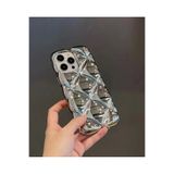 FİŞNEİLETİŞİM Apple iPhone 14 Pro Max ile Uyumlu Baklava Dilimli Puf Kılıf, Silikon, Gümüş Rengi