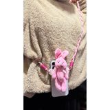 FİŞNEİLETİŞİM Boyundan Askılı Örgülü İpli Oyuncaklı Telefon Askısı, Pembe, S Beden, Tüm Modeller ile Uyumlu