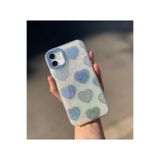 FİŞNEİLETİŞİM iPhone 11 ile Uyumlu Mermer Desenli Hologramlı Kalplı Gümüş Kamera Çerçeve Detaylı Silikon Kılıf