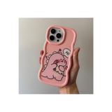 FİŞNEİLETİŞİM iPhone 14 Pro Max ile Uyumlu Dinazorlu Silikon Kılıf, Pembe