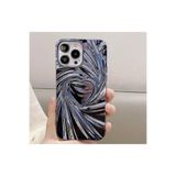 FİŞNEİLETİŞİM iPhone 14 Pro Max ile Uyumlu, Metalik Mavi, Kabartma Kalp Detaylı, Ayna Görünümlü Silikon Kılıf