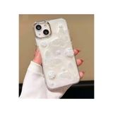 FİŞNEİLETİŞİM iPhone 15 ile Uyumlu 3D Kelebek Desenli Kılıf, Beyaz Krem, Silikon