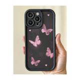 FİŞNEİLETİŞİM iPhone 15 ProMax ile Uyumlu Kelebek Desenli Kalın Kenarlı Kılıf, Çok Renkli
