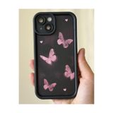FİŞNEİLETİŞİM iPhone 15 Uyumlu Kelebek Desenli Kalın Kenarlı Kılıf, Çok Renkli