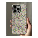 FİŞNEİLETİŞİM iPhone 16 ProMax ile Uyumlu Çiçek Desenli Burga Kılıf, Sarı