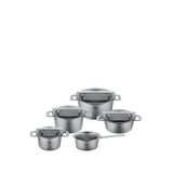 Fissler Phi Collection Cam Kapak Gri Çelik 9 Parça Tencere Seti