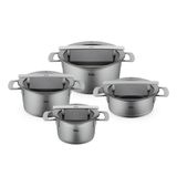 Fissler Phi Collection Cam Kapak Gümüş 8 Parça Tencere Seti