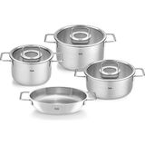 Fissler Pure Collection 7 Parça Cam Kapak Gümüş Çelik Tencere Seti