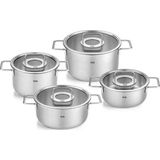 Fissler Pure Collection 8 Parça Cam Kapak Çelik Tencere Seti - 4 LÜ TENCE SETİ