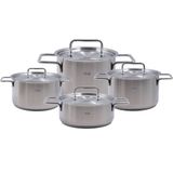 Fissler Pure Collection 8 Parça Cam Kapaklı Çelik Tencere Seti