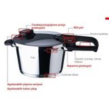 Fissler Quadro 6+3.5 lt Siyah Düdüklü Tencere
