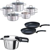 Fissler Vitaquick Edition 4,5 Litre Düdüklü Tencere ve Viseo Çelik Tencere Seti Gümüş Renk
