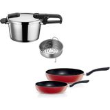 Fissler Vitaquick Edition 4,5 Lt Çelik Düdüklü Tencere + Kırmızı Cenit Tava Seti - Standart