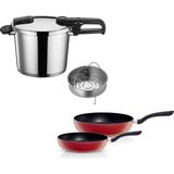 Fissler Vitaquick Edition 6 Litre Düdüklü Tencere + Kırmızı Cenit Tava Set - 6 lt