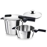 Fissler Vitaquick® Elemental Düdüklü Tencere Seti (6,0 + 3,5 L, Çap 22 cm) Adaçayı Yeşili - Alman Malı, 2 Pişirme Seviyesi, Cam Kapak, Süpertermik Taban, İndüksiyon