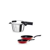 Fissler Vitaquick Glossy 4,5 Lt Düdüklü Tencere + Kırmızı Cenit Tava Seti