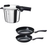 Fissler Vitaquick Glossy 6 Litre Düdüklü Tencere + Tava Set - İnox