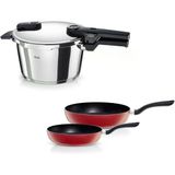 Fissler Vitaquick Glossy Düdüklü Tencere 4,5L + Kırmızı Cenit Tava Set Parlak