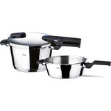 Fissler Vıtaquıck Paslanmaz Çelik Düdüklü Tencere Takımı 8.0 lt + 4.0 lt Gri Renk Set - 4 - 8 L Set