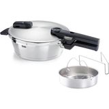 Fissler Vitaquick Premium 2.5 Litre Düdüklü Tencere + Buharda Pişirme Aparatı - Metalik - 4,5 L