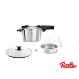 Fissler Vitaquick Premium 4,5 Litre Düdüklü Tencere + Cam Kapak 22 Cm + Buhar Aparatı Metalik