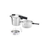 Fissler Vitaquick Premium Buhar Aparatlı 6 lt + 3.5 lt Düdüklü Tencere - 3,5 - 6 L Set - Gümüş