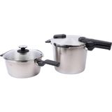 Fissler Vitaquick Premium Cam Kapaklı Düdüklü Tencere Seti - 3,5 Lt + 6 Lt - Gri