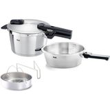 Fissler Vitaquick Premium Çelik 2'li Düdüklü Tencere Seti + Buharda Pişirme Aparatı - Standart