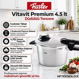 Fissler Vitavit Premium Düdüklü Tencere 4,5 Lt + Dijital Mutfak Tartısı Hedeiye