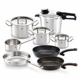 Fissler Vitavit Premium Mat Düdüklü Tencere 6.0L Buhar Sepetli + Original Profi Collection Metal Kapak 8 Parça Tencere Seti 24cm Tavalı + Tava Seti Avantaj Paketi FSPKT2