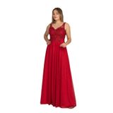 FİSTAN 7120 Üzeri Sim Nakışlı Tül Sim Long Dress Uzun Elbise