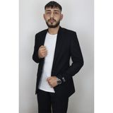 Fistan Store Erkek Siyah Italyan Kesim Dar Kalıp Tek Düğme Yırtmaçlı Blazer Ceket - 56 - 6 Drop