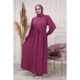 Fistan Tesettür Belden Ip Detaylı Tesettür Elbise Açık Mor L/XL