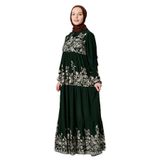 Fistan Tesettür Eteği Kat Kat Çiçek Desenli Çingene Viskon Elbise Tesettür Elbise Anne Elbisesi Namaz Elbisesi Çiçek Desen Haki 42-44