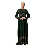 Fistan Tesettür Mevlana Etek Viskon Kumaş Tesettür Giyim Anne Elbisesi Namaz Elbisesi Geniş Kalıp Tesettür Elbisesi İnce Çiçek Haki 38-40