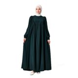 Fistan Tesettür Yuvarlak Roba Tesettür Elbise Medine İpeği Namaz Elbisesi Modern Ve Şık Model Zümrüt 2