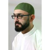 Fistik Yesili Safir Dantel Detayli Orme Namaz Takkesi