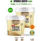 Fıstıkos %100 Şekersiz Yer Fıstığı Ezmesi 2000 gr Doğal Yüksek Protein ve Katkısız Lezzet - 2 kg