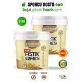 FISTIKOS Fıstık Ezmesi 2 Li %100 Şekersiz Yer Fıstığı Ezmesi 2000 G