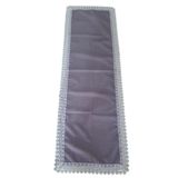 Fistolu Runner Masa Örtüsü, Dantel Kenarlı, Gri, 165x55 cm, Ev Tekstili için Şık Koşucu