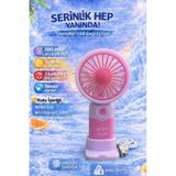Fit Pudra Pembe Mini Taşınabilir Sessiz El Fanı 3 Hız Ayarl Mini El Pervanesi Soğutucu-vantilatör pudra