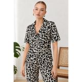 FİT WOMEN Kadın Kısa Kol Comfort Leopar Pijama Takımı 4737