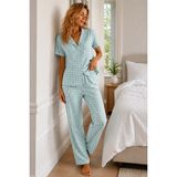 FİT WOMEN Kadın Loose Kalıp Pamuklu Su Yeşili Pijama Takımı