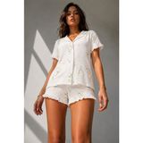 FİT WOMEN Kadın Süprem Gömlek Şort Düğme Çok Renkli Pijama Takımı