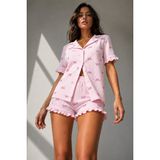 Fit Women Kadın Süprem Gömlek Şort Düğme Pembe Pijama Takımı - 2XL