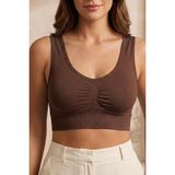 Fit Women Toparlayan Incelten Kalın Askılı Pedsiz Büstiyer Korsesi Seamless 5050 -Kahverengi