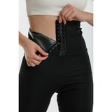 Fit Women Zayıflatan Yağ Yakan Iki Beden Incelten Vücut Şekillendirici Beli Agraflı Korse Tayt 4409 - Siyah