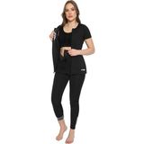 Fit1beden Agraflı Termal Sauna Tayt+Yarım Kollu Fermuarlı Termal Sauna Body Sıkılaştırıcı Inceltici - Siyah - 2XL