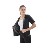 FİT1BEDEN Içi Polimer Kumaş Fermuarlı Sauna Body (Kısa Kollu) - 5XL - Siyah
