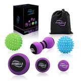 Fitballz Miyofasyal tetik noktası ve derin doku masajı için masaj topu seti, 6 - 3 boyutlu köpük masaj topu, 2 sivri toplu, sağlam, yumuşak fıstık topu